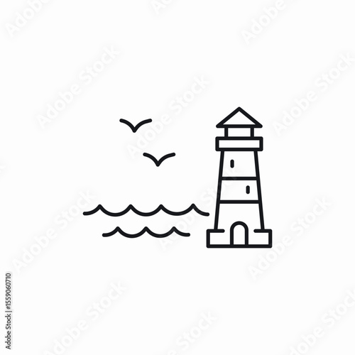 lighthouse landscape icon sign vector