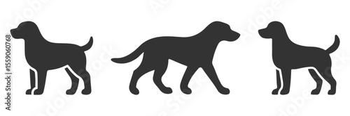 Labrador retriever dog silhouette illustration isolated on white background. Dog silhouette set, eps 10