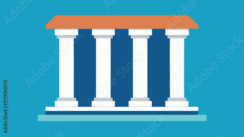 Stylized illustration of a classical building with four pillars on transparent background