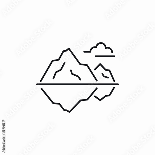 mountain reflection icon sign vector