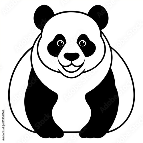 Cute panda cartoon vector illustration with bamboo