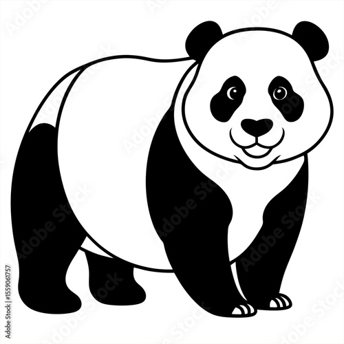 Cute panda cartoon vector illustration with bamboo