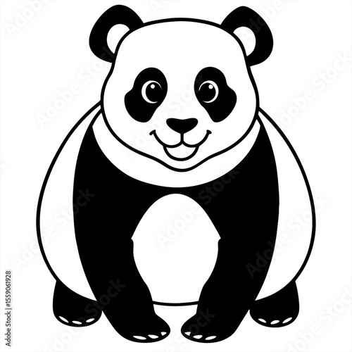 Cute panda cartoon vector illustration with bamboo