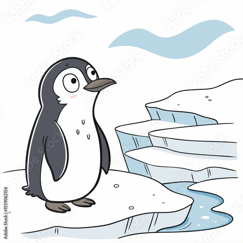 Penguin standing on the glacier	