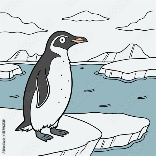 Penguin standing on the glacier	
