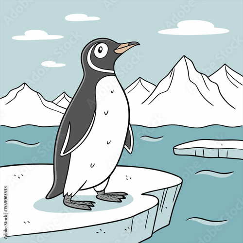 Penguin standing on the glacier	