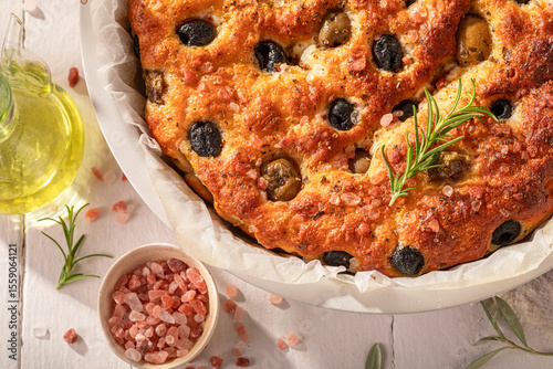 Hot focaccia with mix of ol...