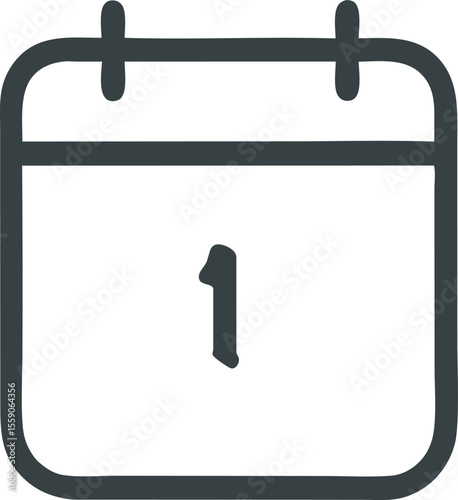 Simple calendar icon illustration marking the first day of the month with clean lines and a minimalist design, suitable for any digital platform.