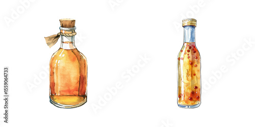chinese vinegar watercolor vector illustration
