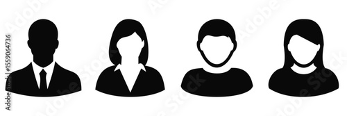 Professional Male and Female Avatar Icon Set – Business Profile Faces for App, Web and UI Design