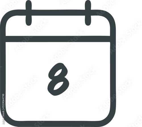 Calendar icon with the number eight representing a specific date or appointment reminder in a vector format