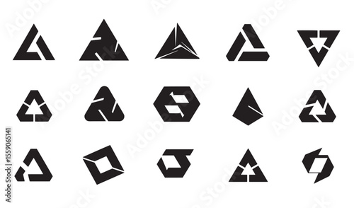 Modern abstract triangle and geometric shape icon set for design and branding