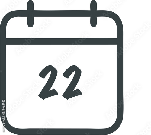 Simple calendar icon illustration with the number 22, symbolizing a date or event reminder in minimalist style