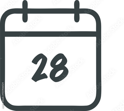 Simple calendar icon illustration displaying the date 28 with a clean and modern design aesthetic for schedules and reminders