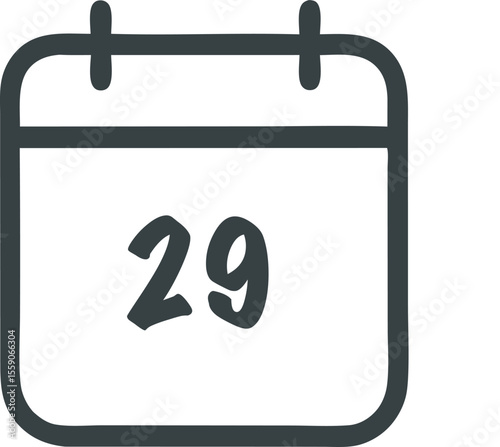 Stylized calendar icon displaying the number 29 with a hand-drawn aesthetic and rounded edges in minimalist design, simple and clean look