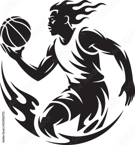 Player Dunking Basketball Silhouette

Basketball Dribbling Action Vector

Jump Shot Silhouette of Basketball Player

Basketball Hoop and Ball Vector Art

Fast Break Basketball Scene Silhouette