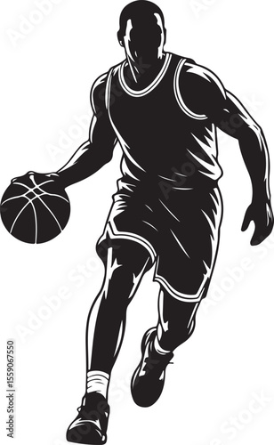 Player Dunking Basketball Silhouette

Basketball Dribbling Action Vector

Jump Shot Silhouette of Basketball Player

Basketball Hoop and Ball Vector Art

Fast Break Basketball Scene Silhouette
