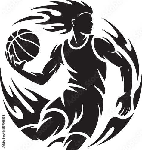 Player Dunking Basketball Silhouette

Basketball Dribbling Action Vector

Jump Shot Silhouette of Basketball Player

Basketball Hoop and Ball Vector Art

Fast Break Basketball Scene Silhouette