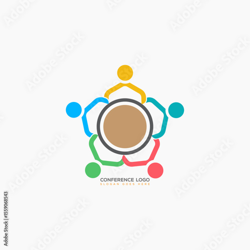 Community connection logo with colorful figures surrounding a central circle symbolizing unity
