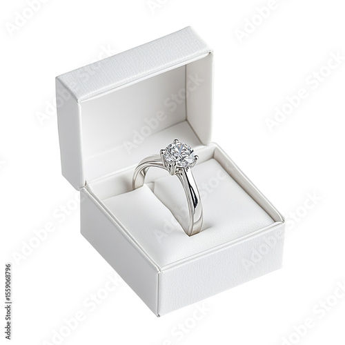 Diamond engagement ring in a white box a perfect gift
