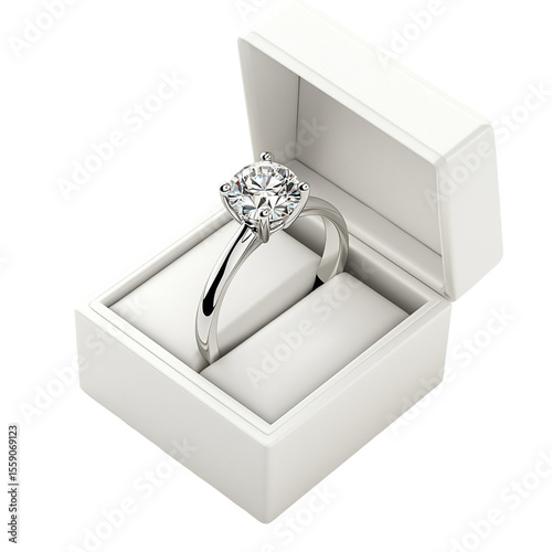 Diamond ring in a white box a sparkling engagement ring a luxury gift