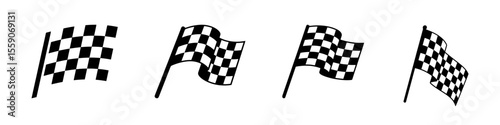 Racing Flag icon set. Race symbol collection.