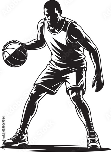 Player Dunking Basketball Silhouette

Basketball Dribbling Action Vector

Jump Shot Silhouette of Basketball Player

Basketball Hoop and Ball Vector Art

Fast Break Basketball Scene Silhouette