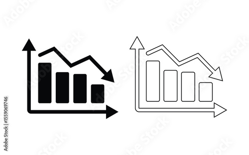 Growing graph Icon set illustration. Chart sign and symbol. diagram icon,Set of growing bar graph icon in black on a white background	