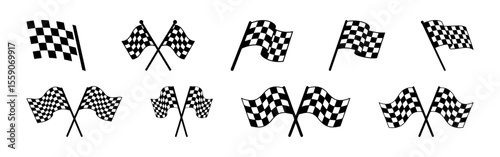 Racing Flag icon set. Race symbol collection.