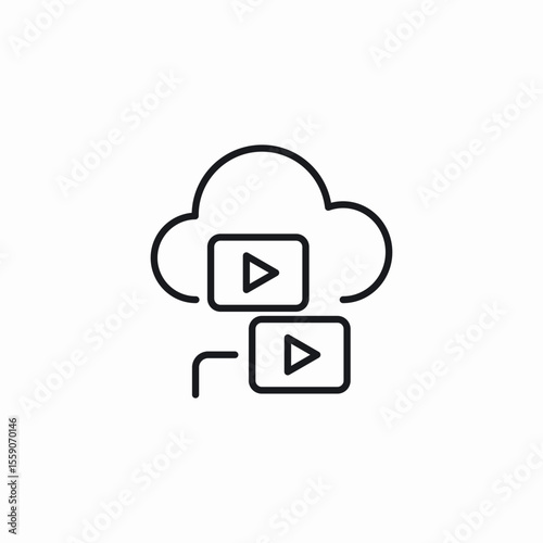 cloud video connect icon sign vector