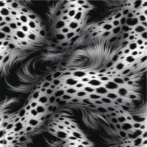 Black and white abstract animal print with seamless spotted fur texture