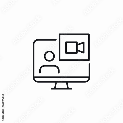 desktop computer video icon sign vector