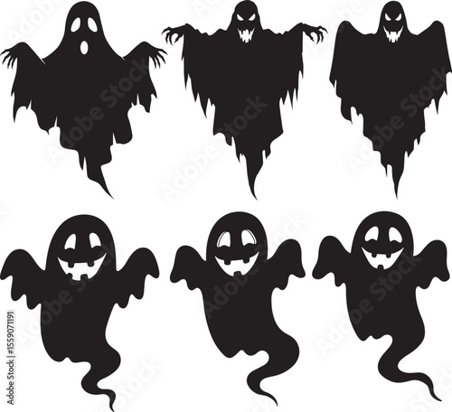 Halloween ghost silhouette vector illustration