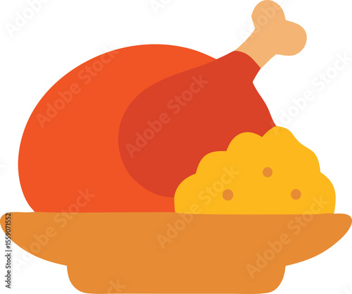 Roasted poultry dish with stuffing on a platter for holiday feasting and festive meals, a culinary delight illustration