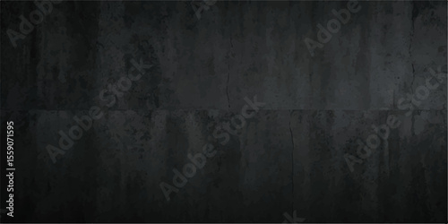 "Industrial Dark Grey Wall Texture with Cement and Black Tones – Grunge Background in Panorama with Soft White Gradient for Modern Design Use"
