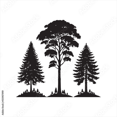 trees vector silhouette clip art design illustration collection
