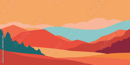 Abstract Watercolor Landscape Background