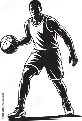 Player Dunking Basketball Silhouette

Basketball Dribbling Action Vector

Jump Shot Silhouette of Basketball Player

Basketball Hoop and Ball Vector Art

Fast Break Basketball Scene Silhouette
