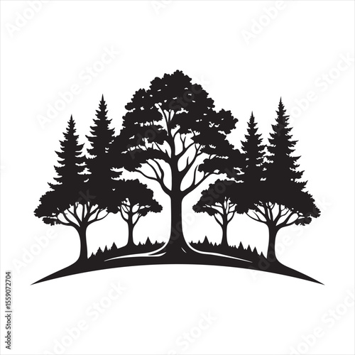 trees vector silhouette clip art design illustration collection