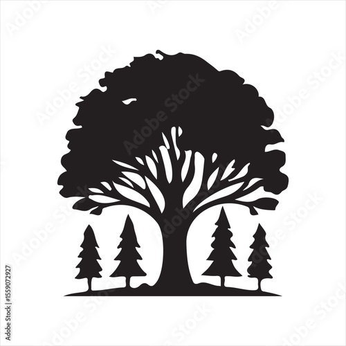 trees vector silhouette clip art design illustration collection