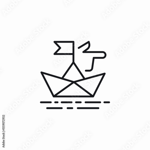 ship paper craft sail icon sign vector