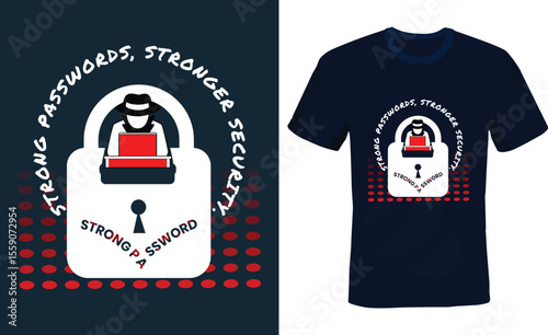 Strong Passwords Stronger Security, Cyber Security Typography T-shirt Design.