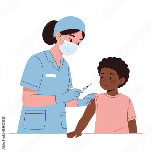 Nurse giving a shot to a child