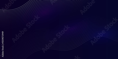 Dark abstract background with glowing wave. Shiny moving lines design element. Modern purple blue gradient flowing wave lines. Futuristic technology concept. Vector illustration. eps 10