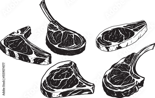 Beef steak silhouette vector illustration
