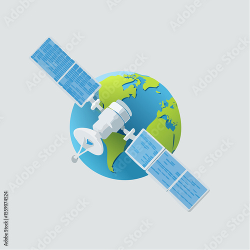 Vector illustration of Earth and orbiting satellites, symbolizing global technology, communication, navigation, and space innovation. Clean, modern, and perfect for tech or science designs.


