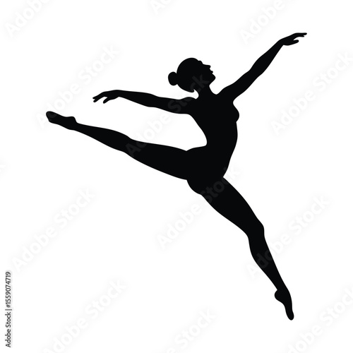 Gymnast mid spin silhouette illustration