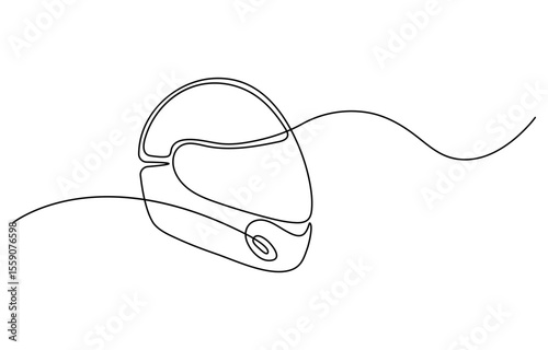 Continuous line drawing representing a motorcycle helmet. Sport Helmet Black Stroke Linear Icon. Continuous line vintage helmet line art vector illustration with background editable stroke.