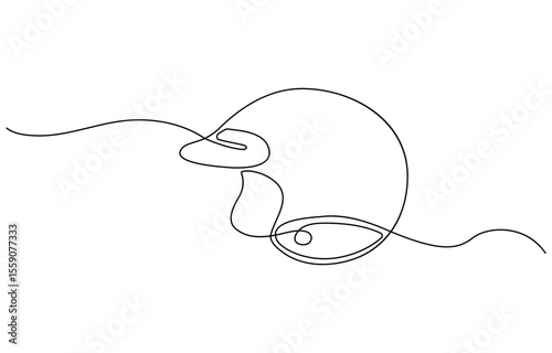 Continuous line drawing representing a motorcycle helmet. Sport Helmet Black Stroke Linear Icon. Continuous line vintage helmet line art vector illustration with background editable stroke.