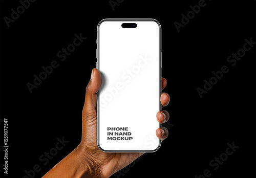 Phone In Hand Mobile Device App Web Display Gadget Screen Smartphone Mockup Template Branding Brand Identity Logo